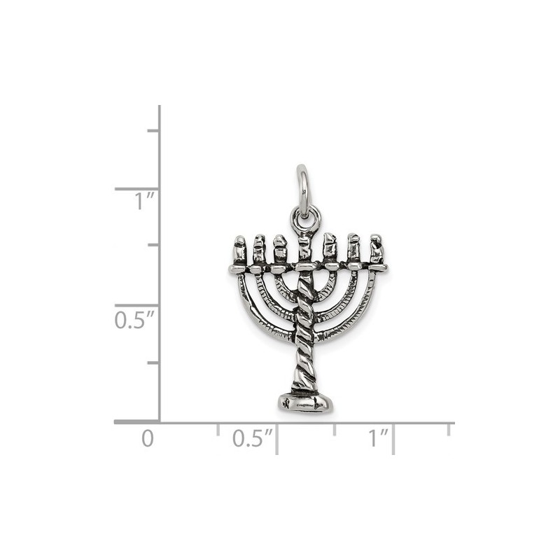 Sterling Silver Ornate Menorah Pendant | Jewelry | Judaica