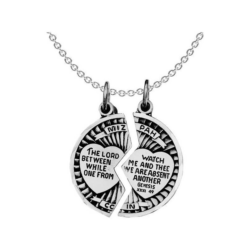 Pendentif de pièce de monnaie Mizpah antique en argent sterling 2 pièces | Bijoux | Judaïca