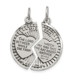 2-Piece Antique Sterling Silver Mizpah Coin Pendan | Jewelry | Judaica