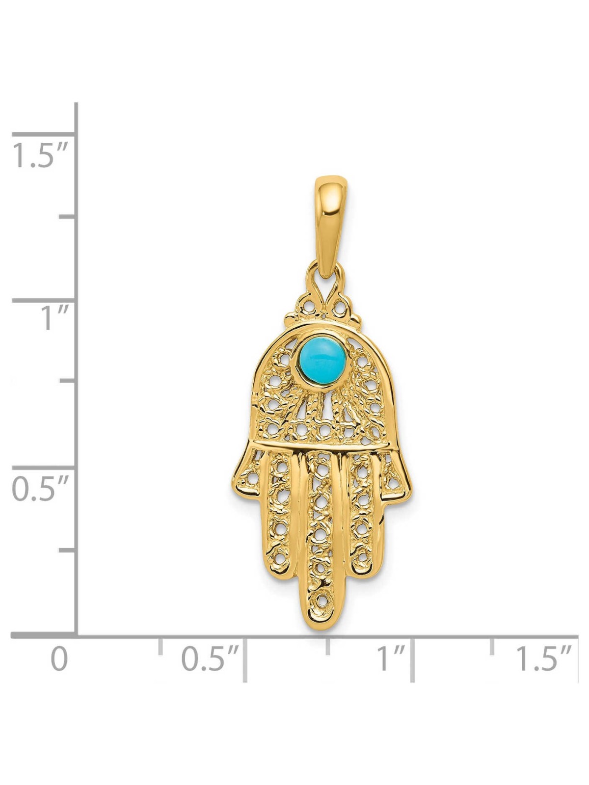 14k Yellow Gold Turquoise Filigree Hamsa Pendant | Jewelry | Judaica