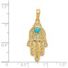 14k Yellow Gold Turquoise Filigree Hamsa Pendant | Jewelry | Judaica