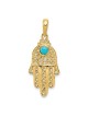 14k Yellow Gold Turquoise Filigree Hamsa Pendant | Jewelry | Judaica