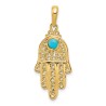 14k Yellow Gold Turquoise Filigree Hamsa Pendant | Jewelry | Judaica