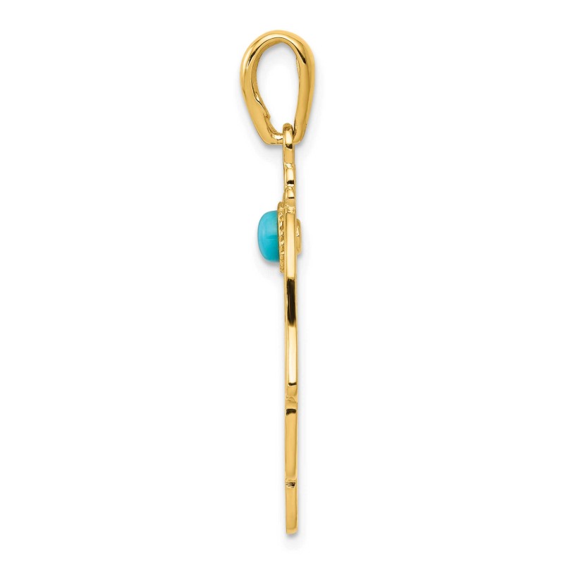 Pendentif Hamsa en filigrane turquoise en or jaune 14 carats | Bijoux | Judaïca