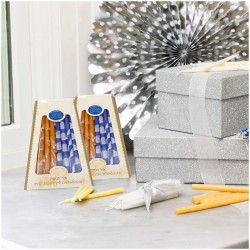 Premium Handcrafted Hanukkah Candles - Blue/Orange | Hanukkah | Judaic