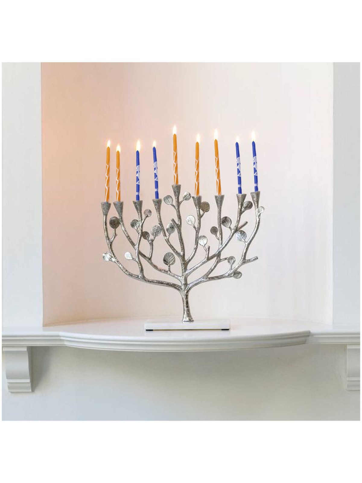 Premium Handcrafted Hanukkah Candles - Blue/Orange | Hanukkah | Judaic