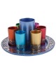 Round Multicolor Lasercut Pomegranate Kiddush Serv | Kiddush Cups | Ju