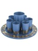 Round Blue and Gold Lasercut Pomegranate Kiddush S | Kiddush Cups | Ju