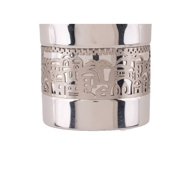 Stainless Steel Hammered Kiddush Cup With Silver J | Kiddush Cups | Ju