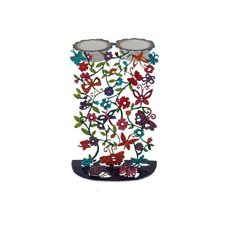Papillons et fleurs peints à la main Tealight Hold | Bougeoirs |
