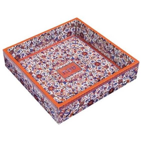 Multicolor Oriental Printed Wooden Matzah Tray By  | Passover | Judaic