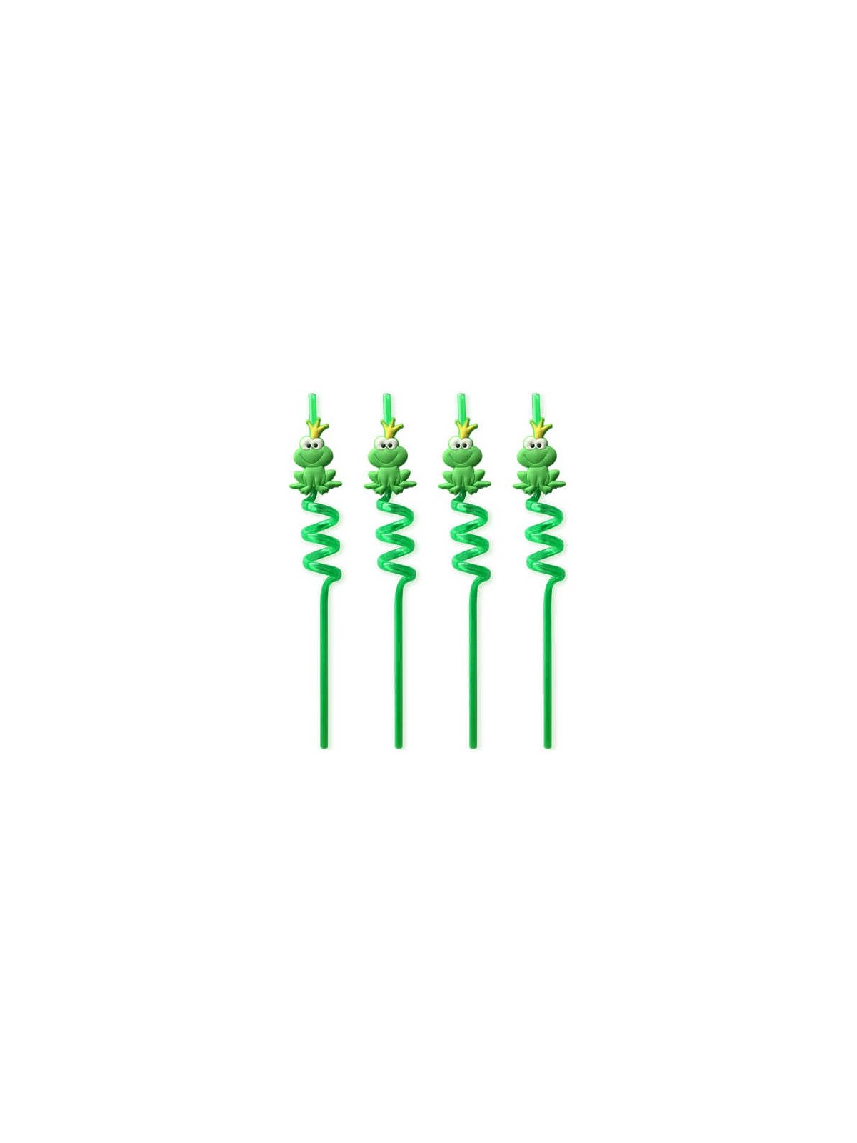 Pailles ondulées de Pâque Grenouille Verte - Paquet de 4 | Pâque | Judaïca