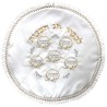Fringed White & Gold Circle Floral Matzah Cover | Passover | Judaica
