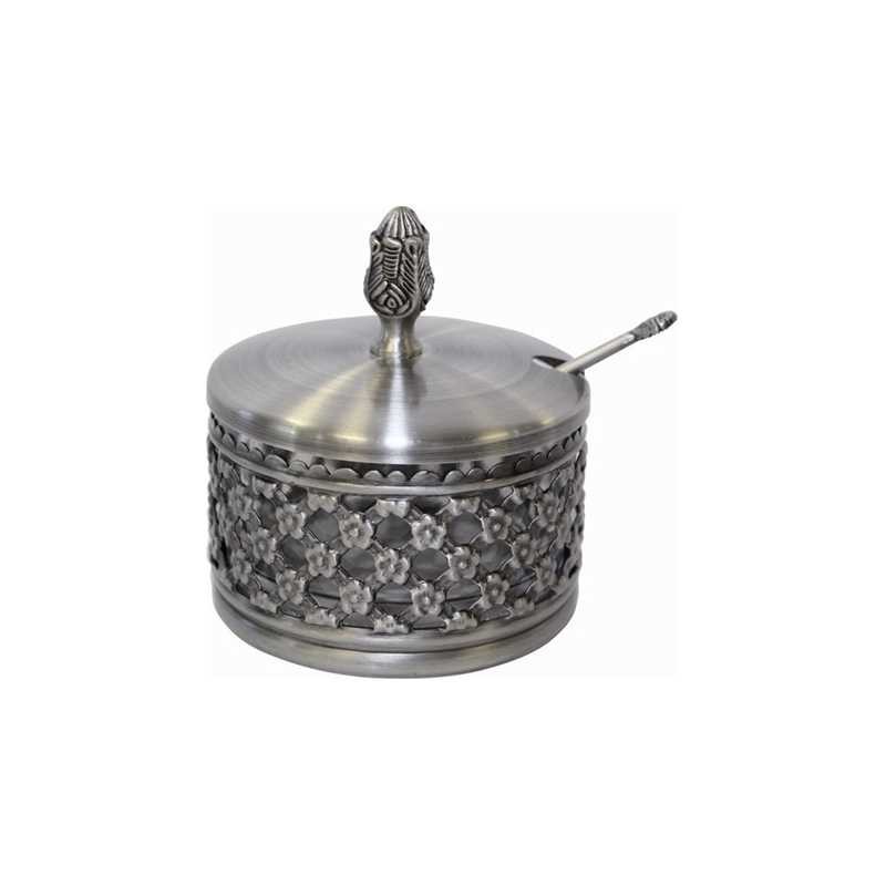 Floral Pewter Decorative Dish With Glass Insert &  | Rosh Hashanah | J