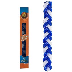 Bougie Havdalah bleue et blanche en paraffine plate | Bougies de la Havdalah | judaïque