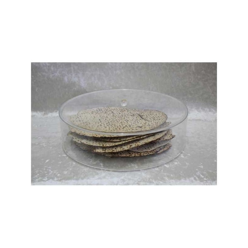 Boîte à matzah ronde en lucite claire | Pâque | Judaïca
