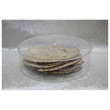 Boîte à matzah ronde en lucite claire | Pâque | Judaïca