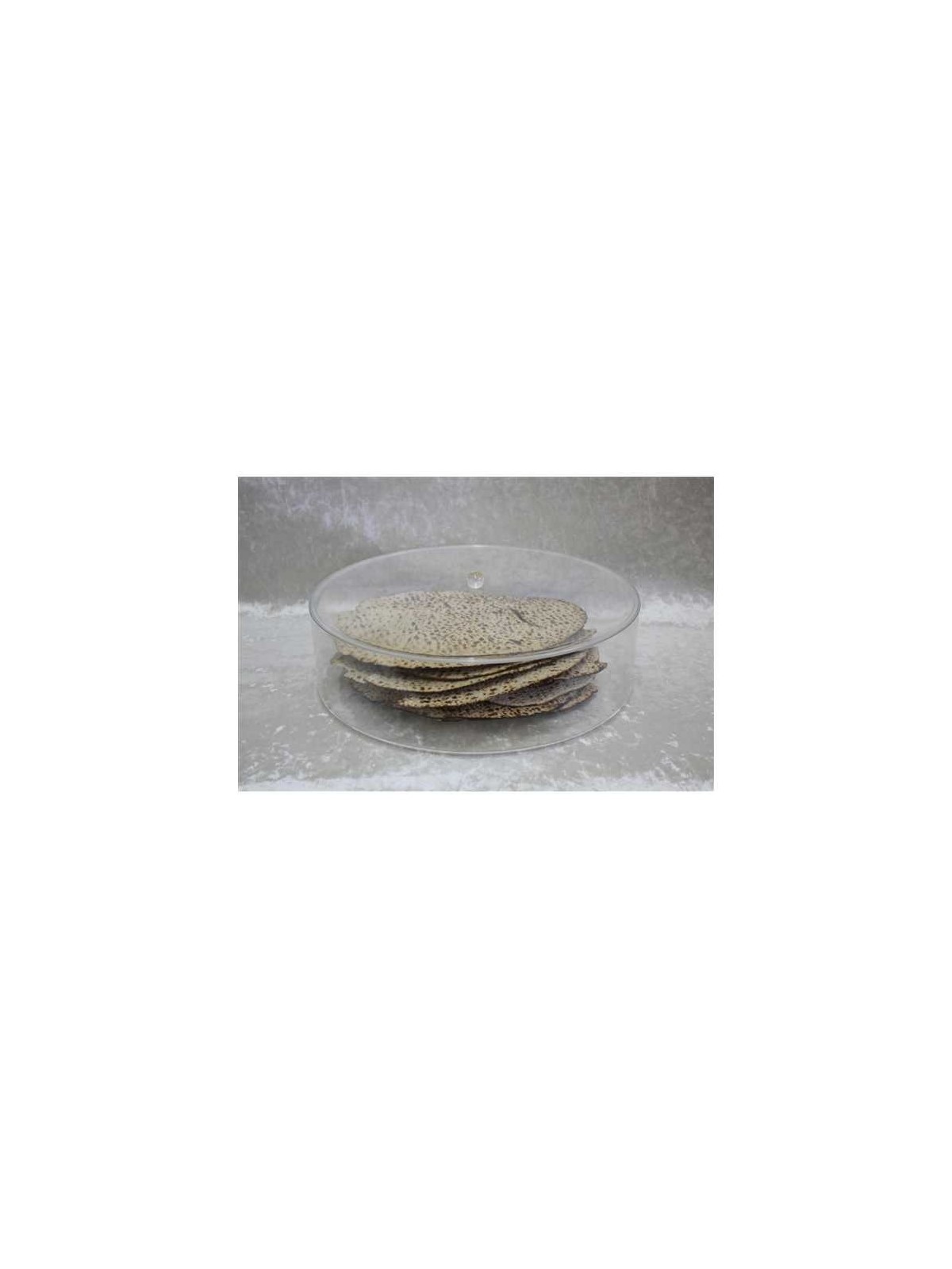 Boîte à matzah ronde en lucite claire | Pâque | Judaïca