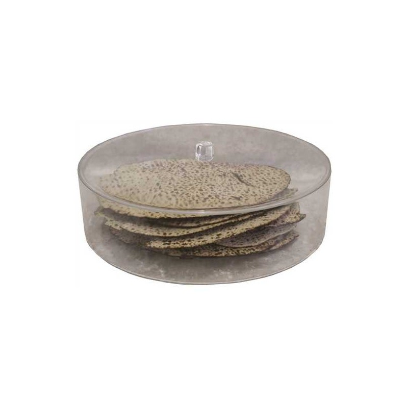 Boîte à matzah ronde en lucite claire | Pâque | Judaïca