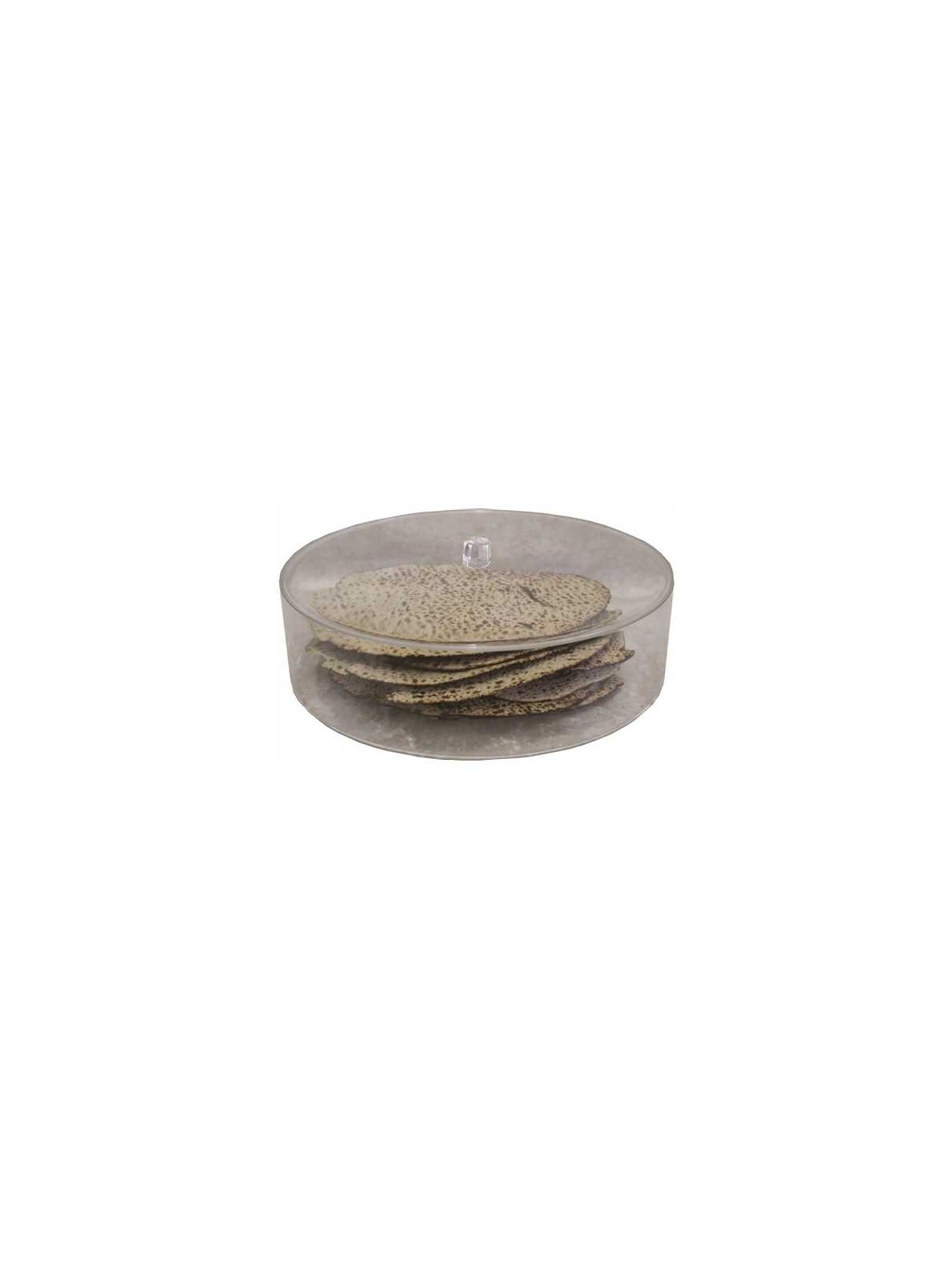 Boîte à matzah ronde en lucite claire | Pâque | Judaïca