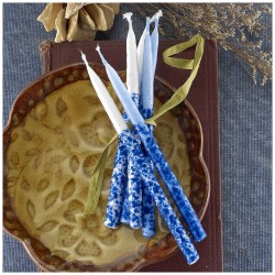 Premium Chanukah Candles - Blue/White Hand Decorat | Hanukkah | Judaic
