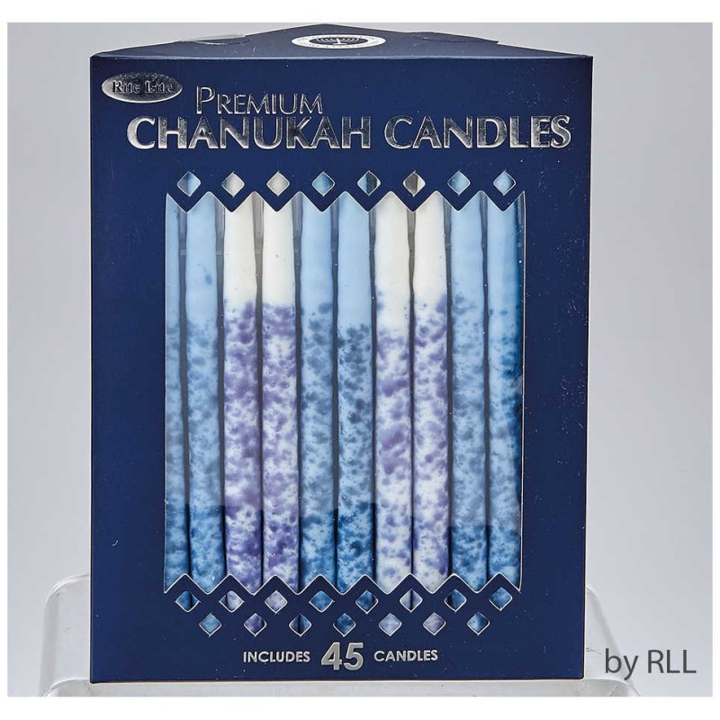 Bougies de Hanoucca haut de gamme – Décoration à la main bleue/blanche | Hanoukka | judaïque