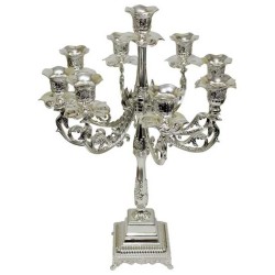 Candélabre floral plaqué argent à 9 branches | Bougeoirs | Judaïca