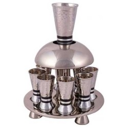 Black Ringed Hammered Kiddush Fountain By Yair Ema | Kiddush Cups | Ju