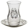 Glass Kiddush Cup 4" With Ceramic Saucer 4.2 oz -  | Kiddush Cups | Ju