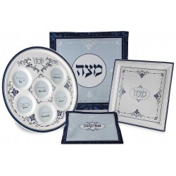 Ensemble de Seder en céramique et en soie de Pâque | Pâque | Judaïca