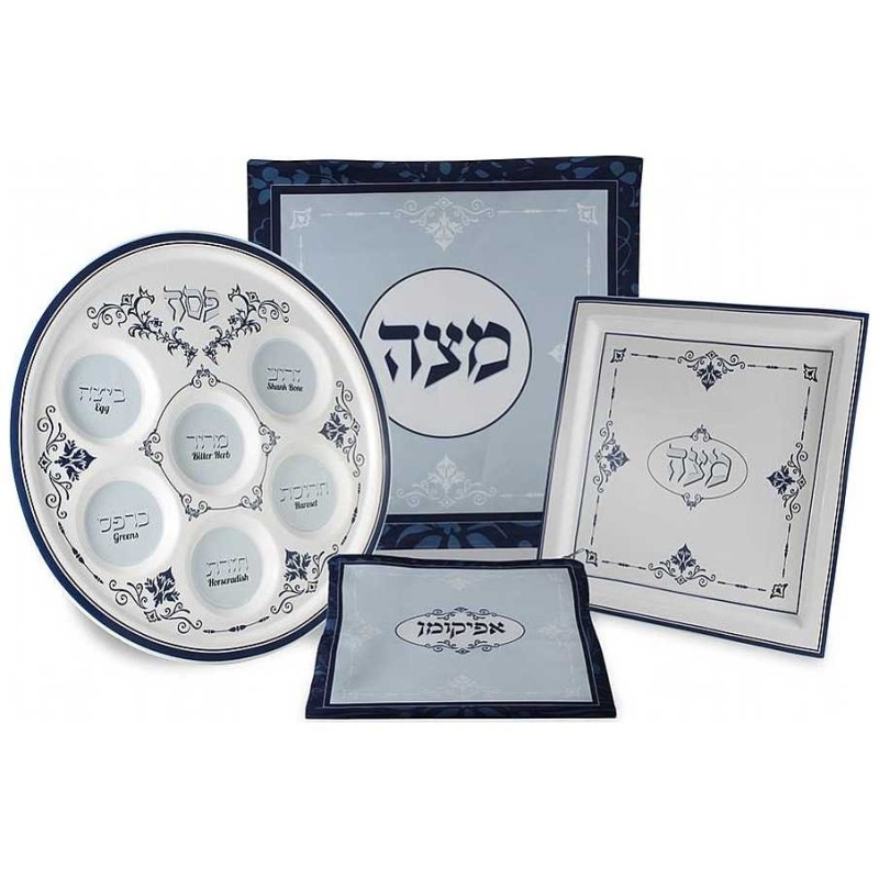 Ensemble de Seder en céramique et en soie de Pâque | Pâque | Judaïca
