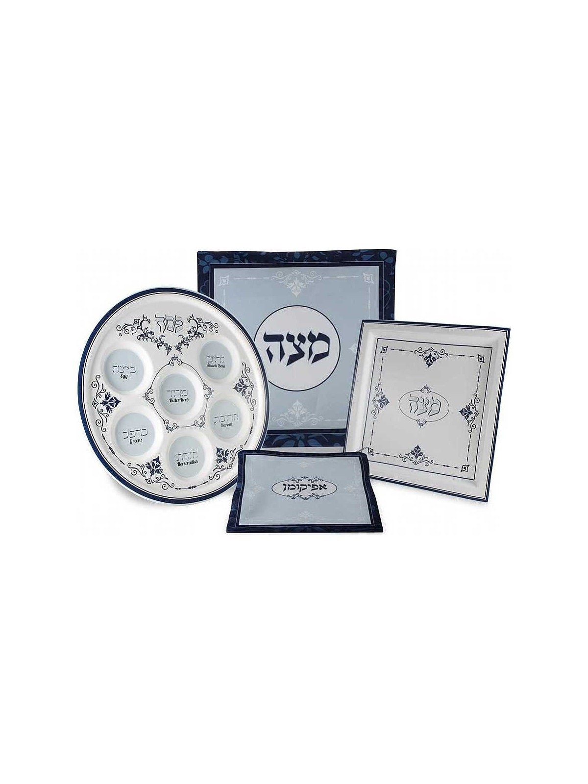 Ensemble de Seder en céramique et en soie de Pâque | Pâque | Judaïca