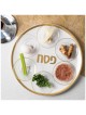 Assiette Seder jetable 14" - Or blanc | Pâque | Judaica
