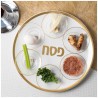 Disposable Seder Plate 14" - White Gold | Passover | Judaica