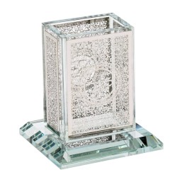 Bougeoir Havdalah en cristal et découpé au laser - Argent | Ensembles de Havdalah et S