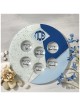Plaque de Seder en verre bleu avec accents de paillettes argentées | Pâque | judaïque
