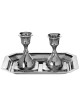 Nickel Plated Candlestick Set of 2 With Tray - 3" | Candle Holders | J
