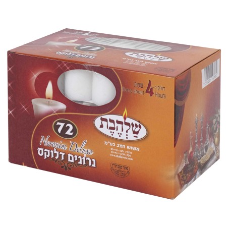 Bougies Néronim Deluxe - Ensemble de 72 - 4 heures | Bougies et huile de Shabbat |