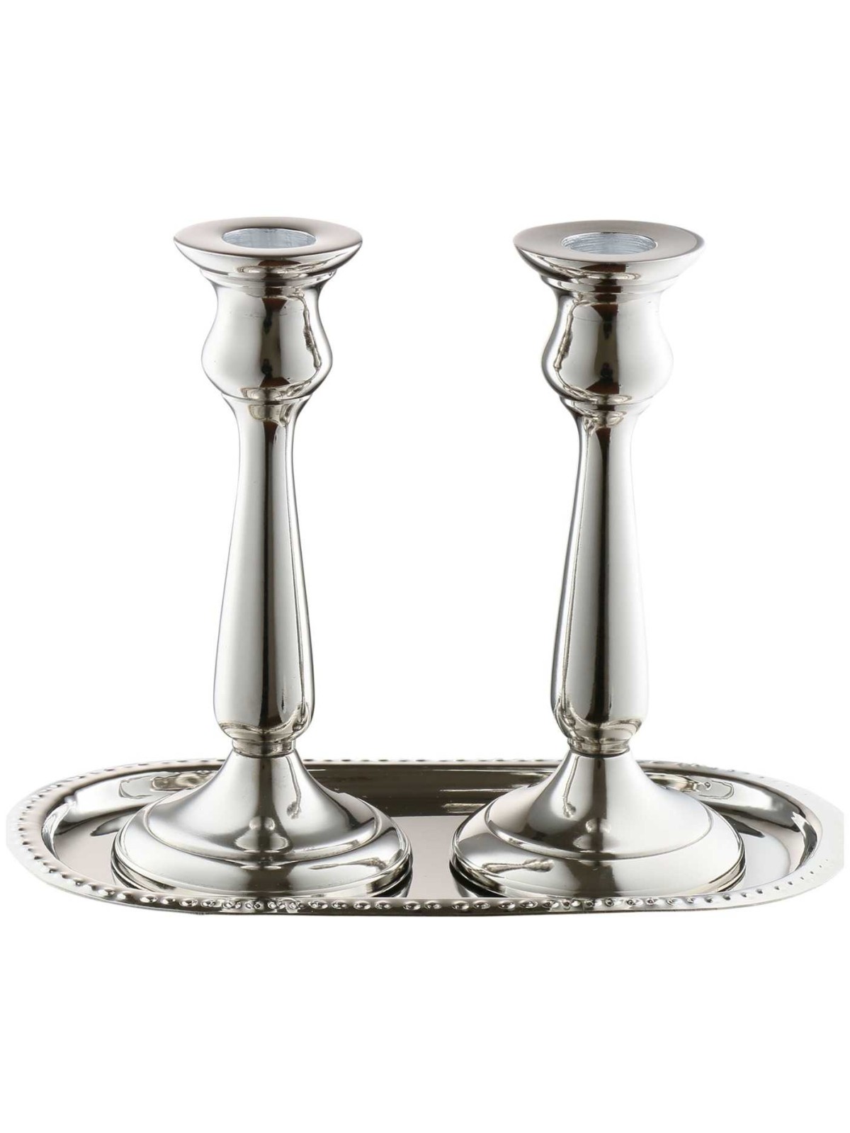 Aluminum Candlesticks with Tray | Candle Holders | Judaica