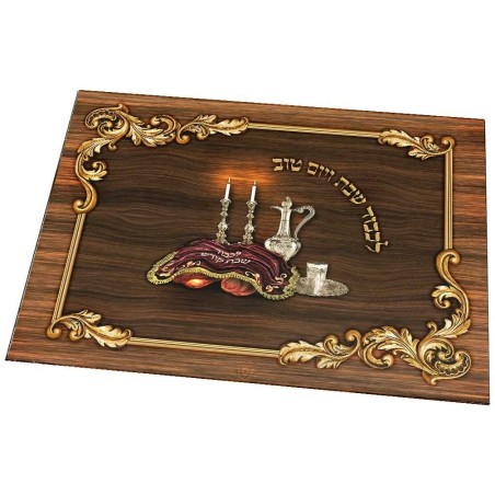 Challah Board Verre Trempé Bougies Or et Argent | Planches Challah |
