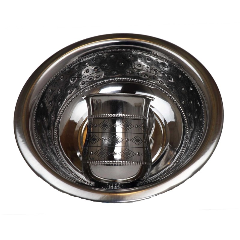 Elegant Silver Diamond/Dotted Design Washing Set | Washing Cups | Juda