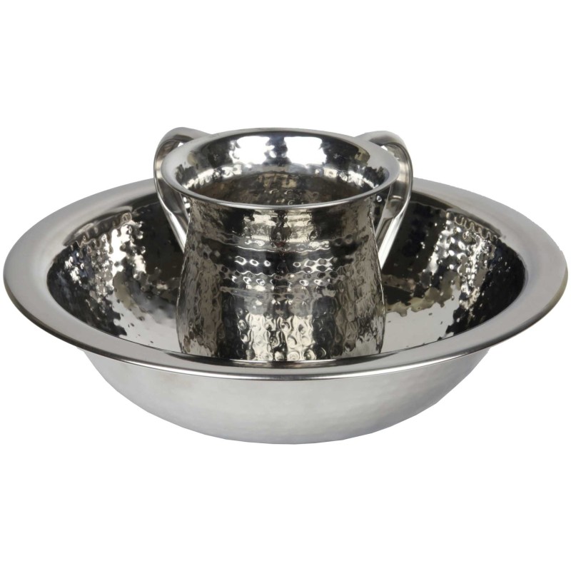 Ensemble de tasses à laver en argent - martelé | Lavage des tasses | Judaïca