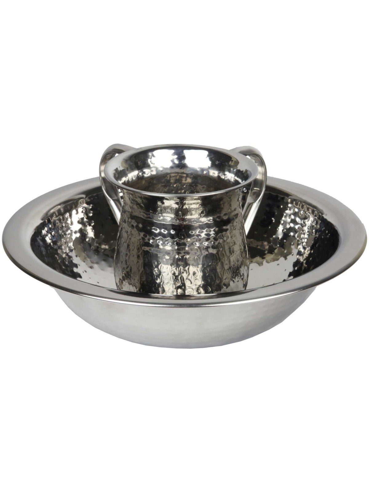 Ensemble de tasses à laver en argent - martelé | Lavage des tasses | Judaïca