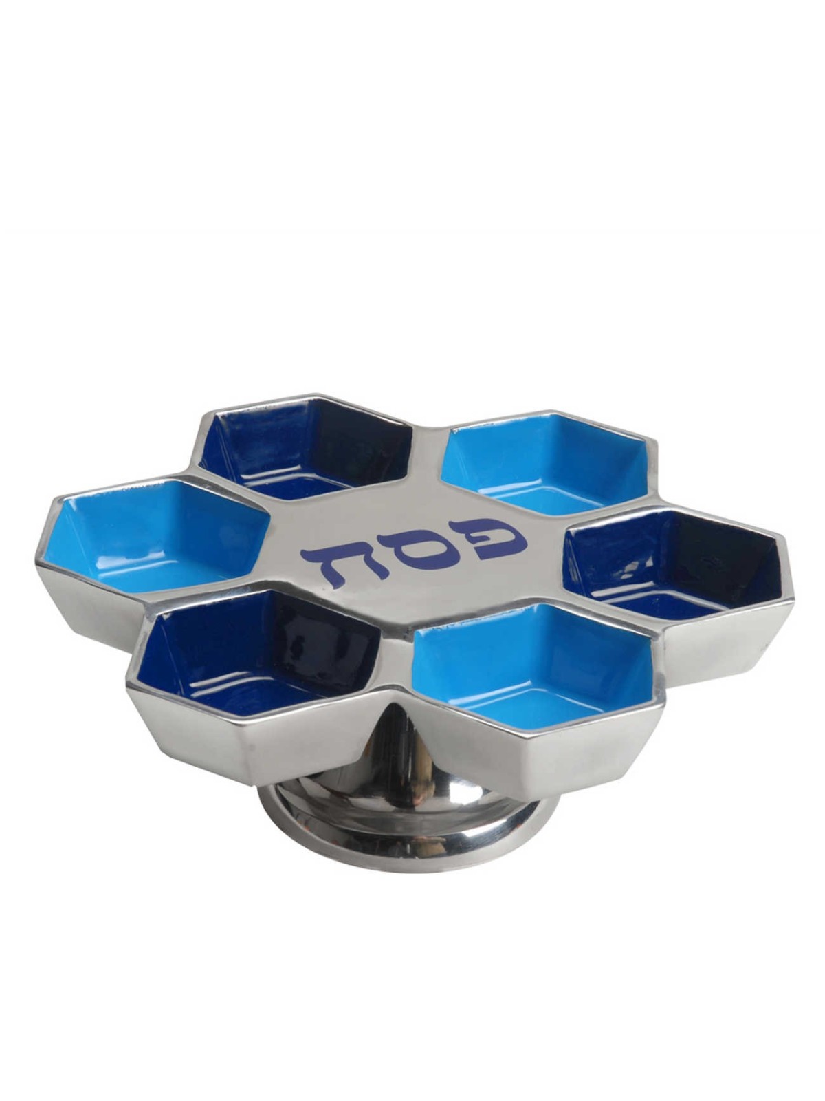 Blue Pedestal Passover Tray | Passover | Judaica