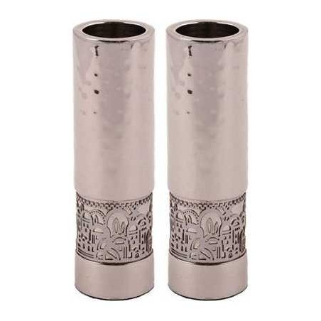 Round Jerusalem Cutout Metal Candlesticks | Candle Holders | Judaica