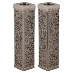 Tall Square Metal Cutout Candlesticks | Candle Holders | Judaica