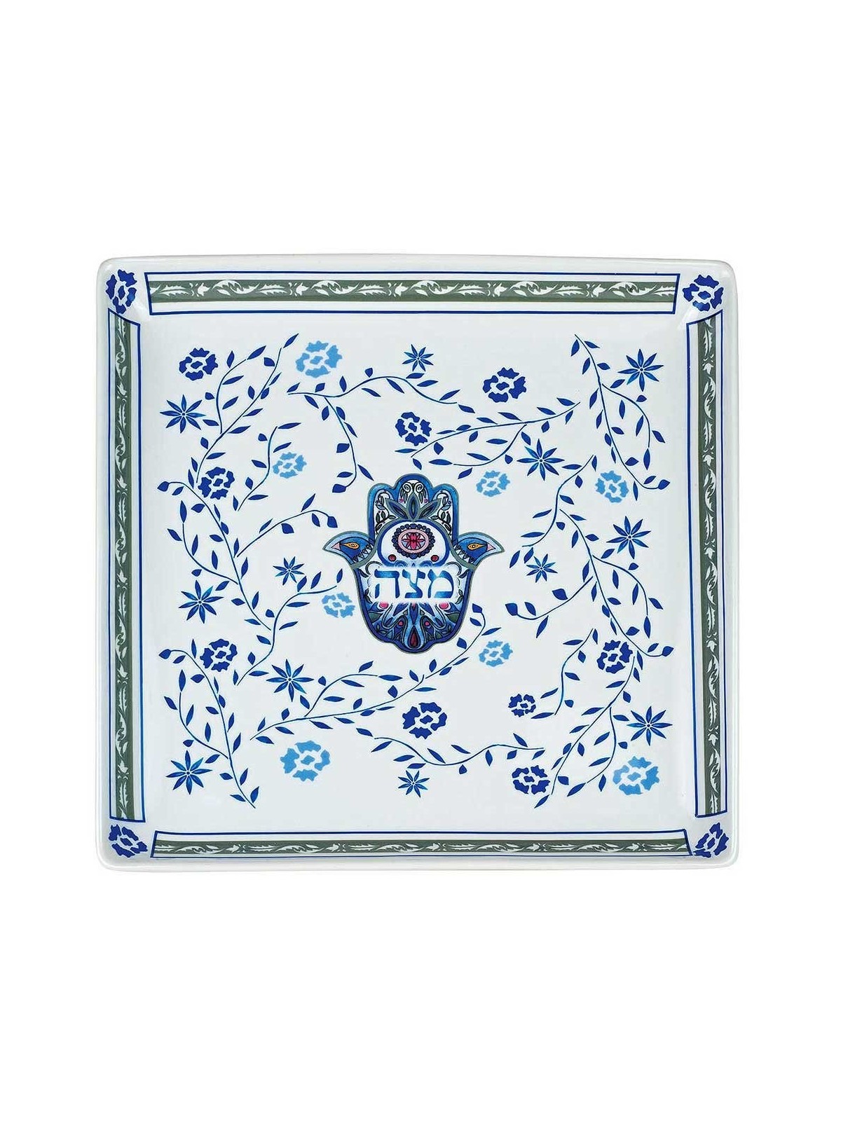 Porcelain Matzah Plate Oriental Design | Passover | Judaica