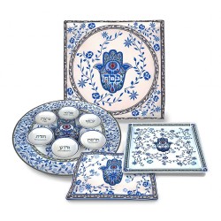 Ensemble de Seder de Pâque 10 pièces Collection Blue Hamsa | Pâque | Judaïca