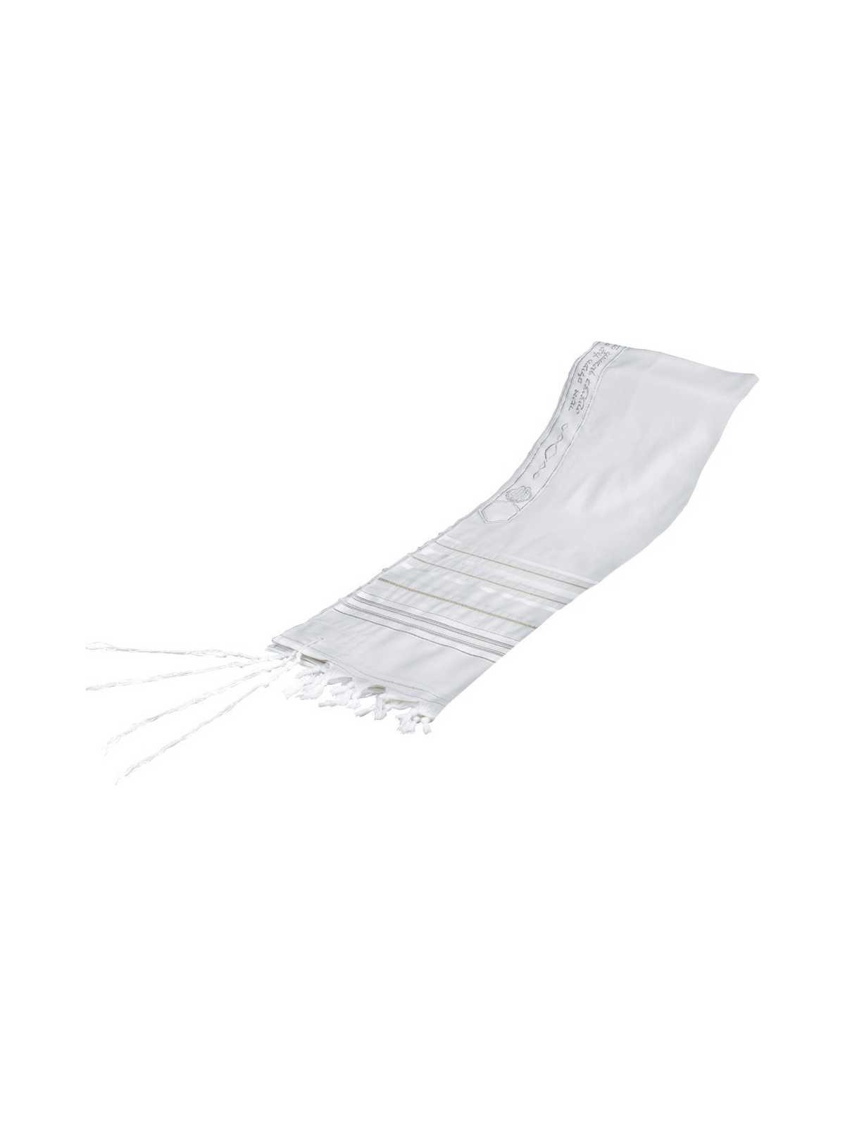 Traditional White Wool Tallit with Gold Stripes (N | Tallit/Tallis | J