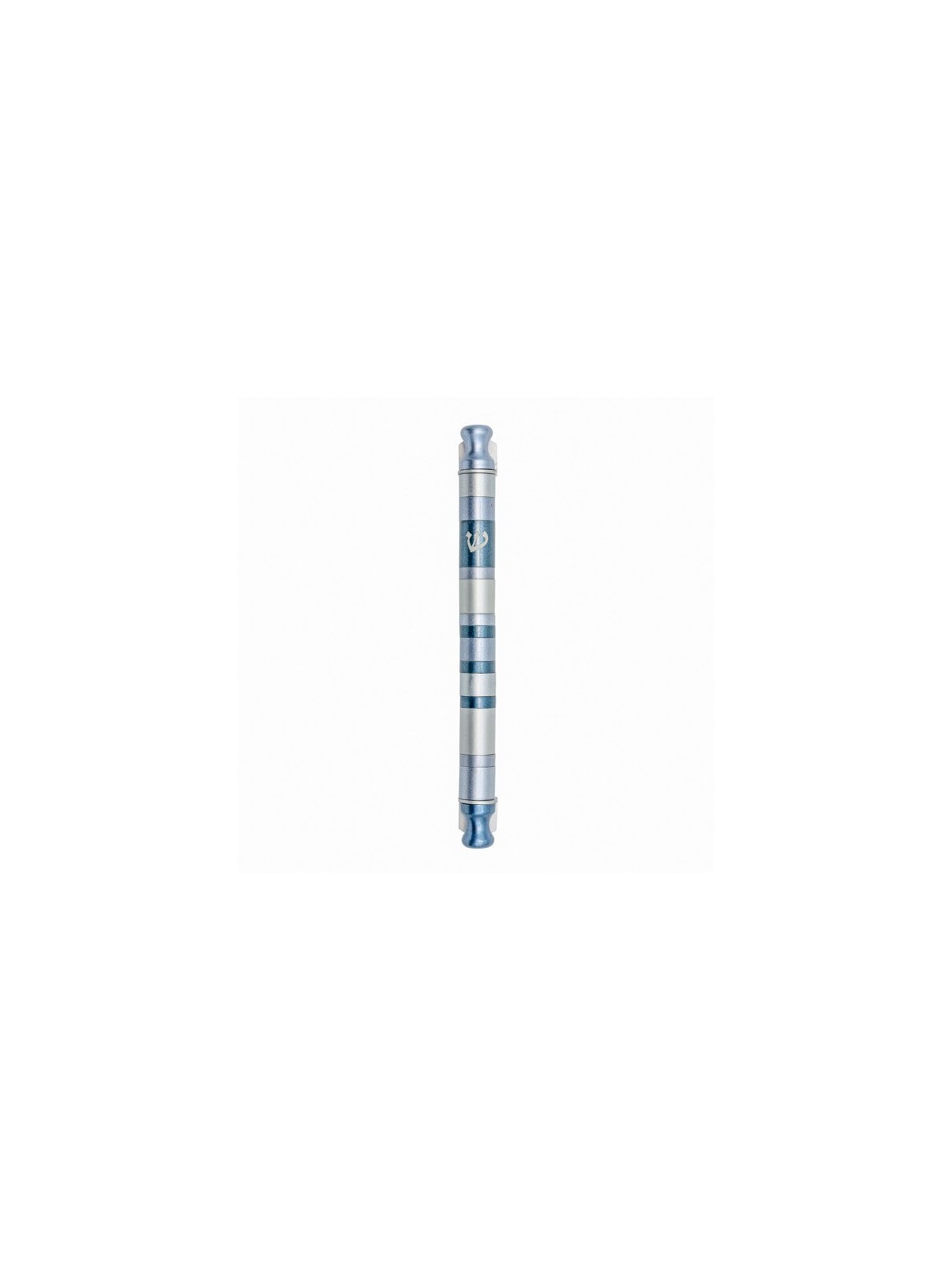 Cylinder Striped Mezuzah Case 12cm - Gray | Mezuzahs | Judaica